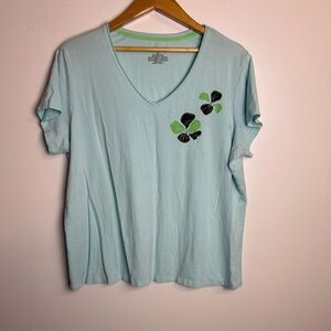 Sleep Sense Women Plus size 2X Pajama top Blue Stretch Comfortable Minimalist